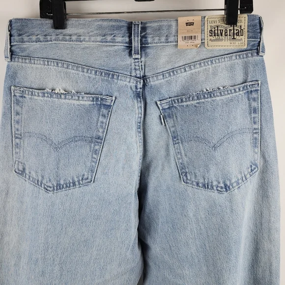 Levi's Silvertab Loose Fit Distressed Light Blue Jeans Mens Size 32x32 NWT